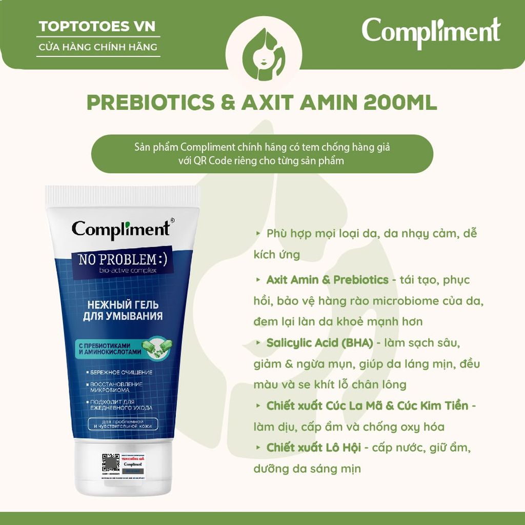 Gel rửa mặt Compliment No Problem