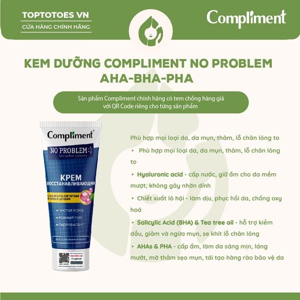 Kem dưỡng Compliment No Problem AHA-BHA-PHA-Tea Tree 50ml