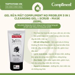 Gel rửa mặt Compliment No Problem - 3in1 Cleansing + Mask + Scrub 150ml