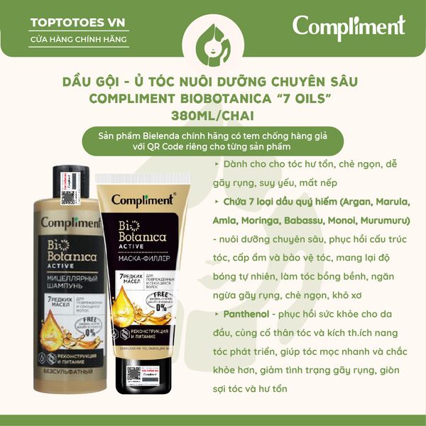 Dầu gội Compliment Biobotanica - 7 Oils 380ml