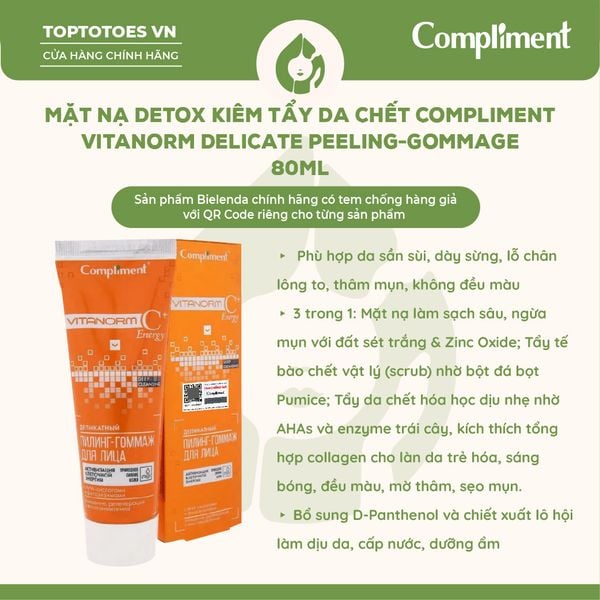 Mặt nạ detox kiêm tẩy da chết Compliment Vitanorm Delicate Peeling-gommage