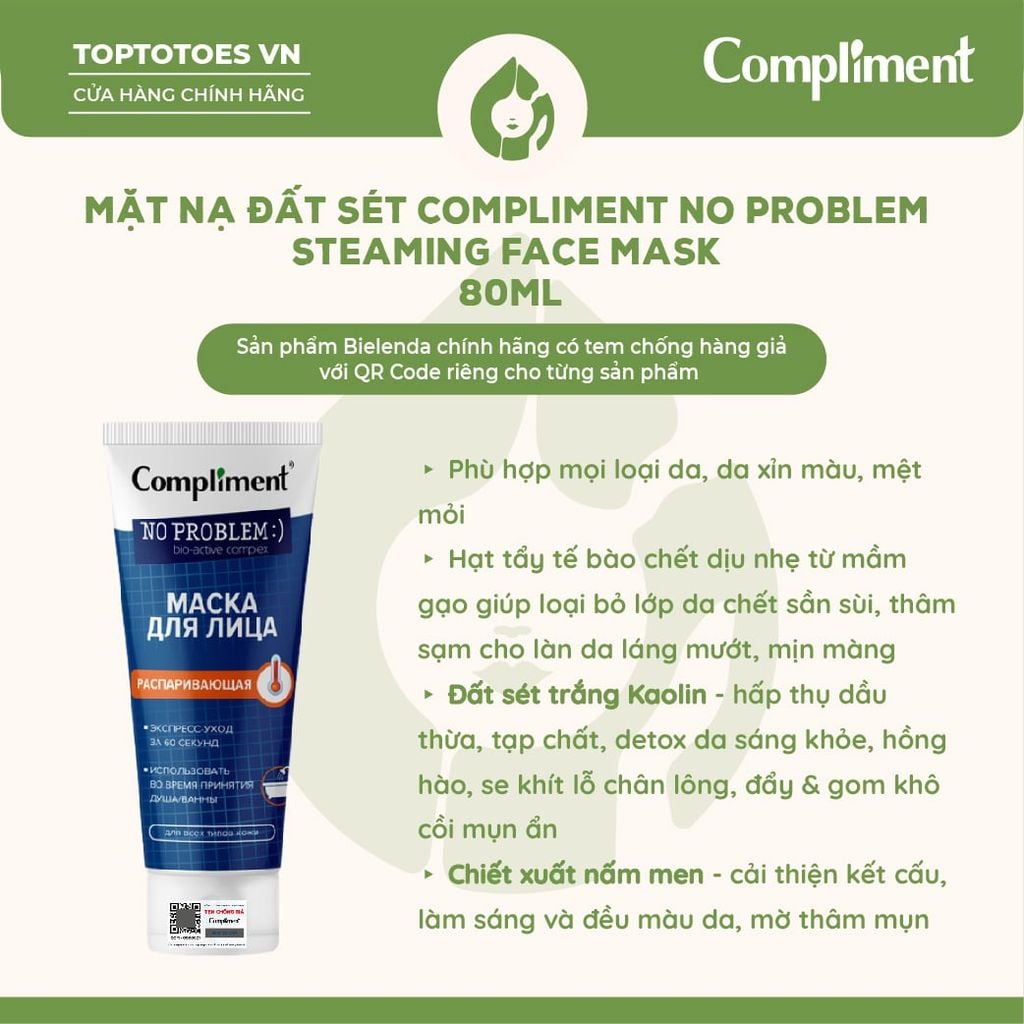 Mặt nạ đất sét Compliment No Problem Face Mask 80ml