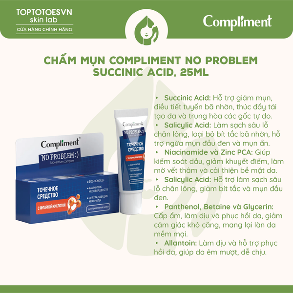 Chấm mụn Compliment No Problem succinic acid, 25ml