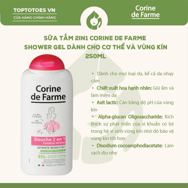 Sữa tắm 2in1 Corine De Farme Shower Gel 250ml