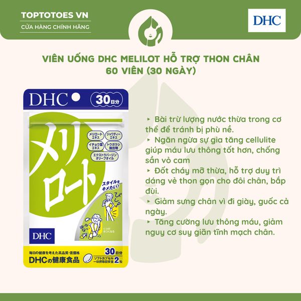 Viên uống DHC Melilot giảm phù nề hỗ trợ thon chân - Gói 30 ngày