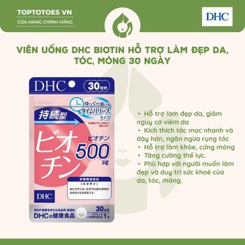 Viên uống DHC Biotin hỗ trợ làm đẹp tóc và móng - Gói 30 ngày