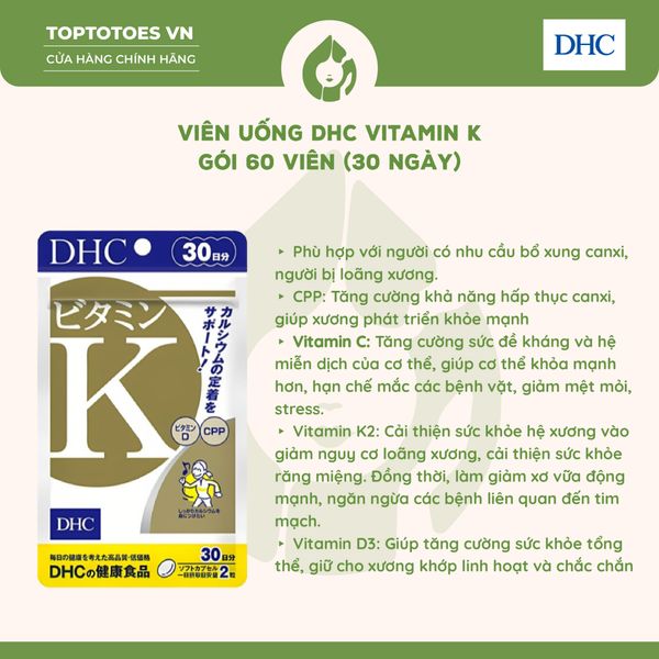Viên uống DHC Vitamin K - Gói 30 ngày