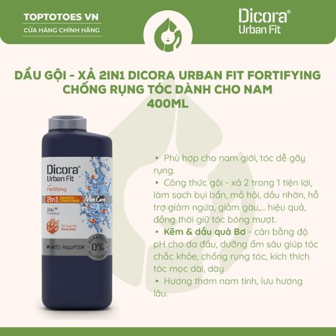 Gội Xả 2in1 Dicora Urban Fit chống rụng tóc dành cho nam 400ml