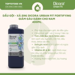 Gội xả 2in1 Dicora Urban Fit chống gàu dành cho nam 400ml