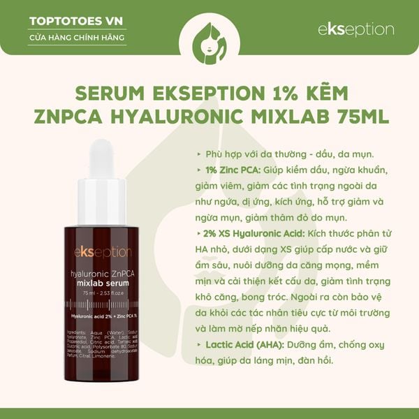 Serum kẽm Ekseption Hyaluronic ZnPCA 75ml