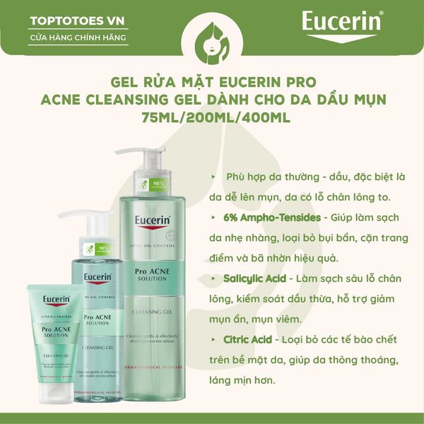Gel rửa mặt Eucerin Pro Acne Cleansing Gel