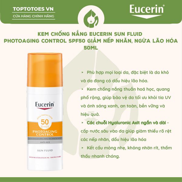 Kem chống nắng Eucerin Sun Fluid Photoaging Control SPF 50 50ml