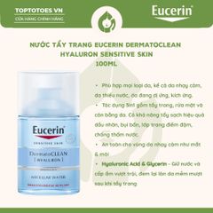 Nước tẩy trang Eucerin DermatoClean Hyaluron Micellar Water 3in1 100ml
