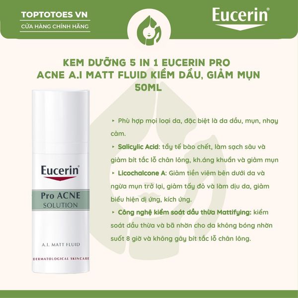 Kem dưỡng Eucerin ProAcne A.I Matt Fuild 50ml