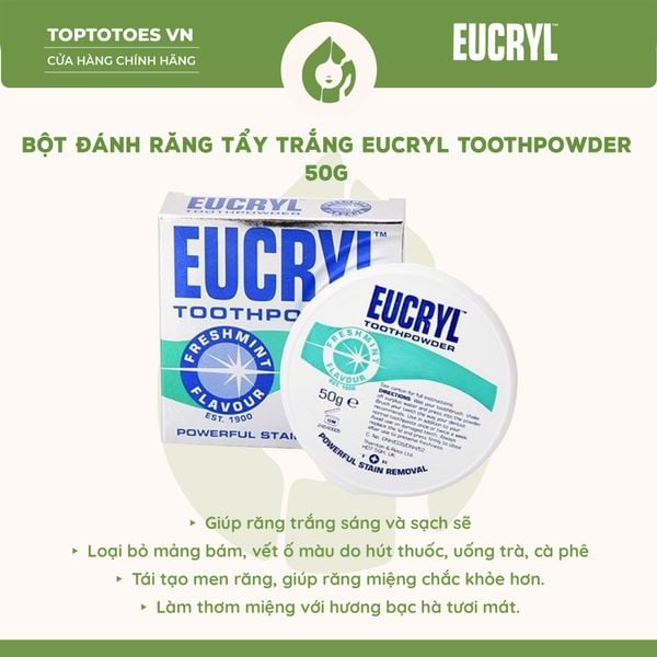 Bột Đánh Răng Eucryl Toothpowder tẩy trắng và làm sạch răng 50g
