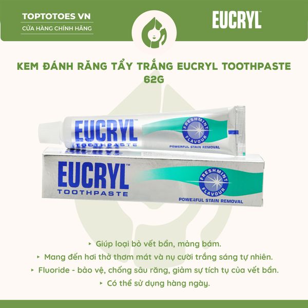 Kem Đánh Răng Tẩy Trắng Eucryl Toothpaste 62g