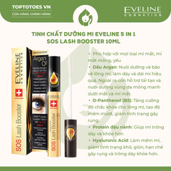 Tinh chất nuôi dưỡng hỗ trợ mi chắc khỏe, giúp mi trông dày hơn EVELINE COSMETICS SOS LASH BOOSTER MULTI-PURPOSE EYELASH SERUM 5IN1 - 10ML