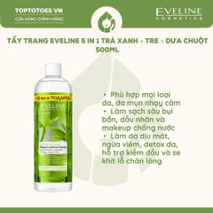 Nước tẩy trang Eveline 5-in-1 Trà xanh + Tre + Dưa chuột