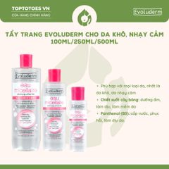 Nước tẩy trang Evoluderm Micellar Cleansing Water - Hồng 250ml