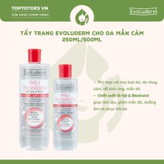 Nước tẩy trang Evoluderm Micellar Cleansing Water - Đỏ 500ml (da mẫn cảm)