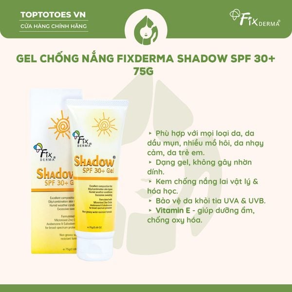 Gel chống nắng Fixderma Shadow SPF 30+ 75g