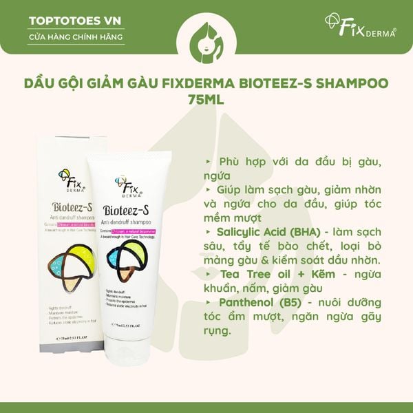 Dầu gội đầu ngăn ngừa và giảm gàu Fixderma Bioteez- s Shampoo 75g