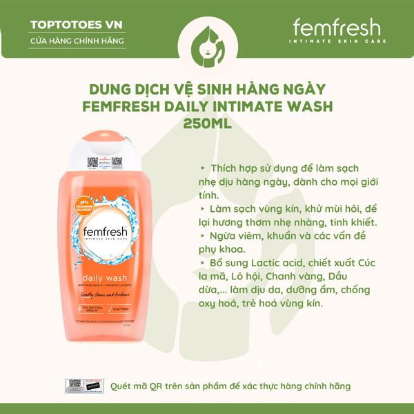 Dung dịch vệ sinh phụ nữ Femfresh Daily Intimate Wash 250ml (Màu cam)