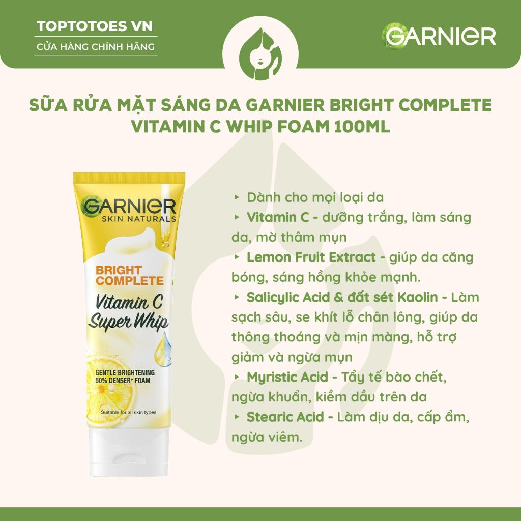 Sữa rửa mặt Garnier Bright Complete