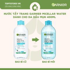 Nước làm sạch và tẩy trang cho da dầu mụn Garnier Micellar Water 400ml ( Xanh BHA )