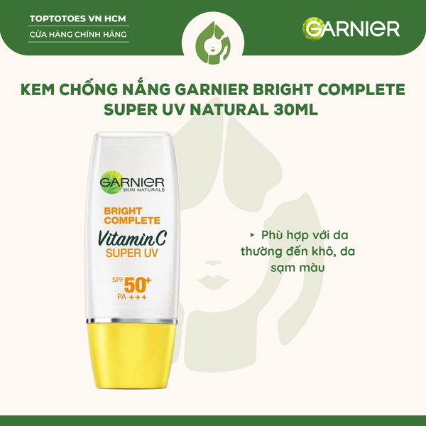 Kem chống nắng mịn mượt & sáng da Garnier Light Complete Super UV Natural 30ml