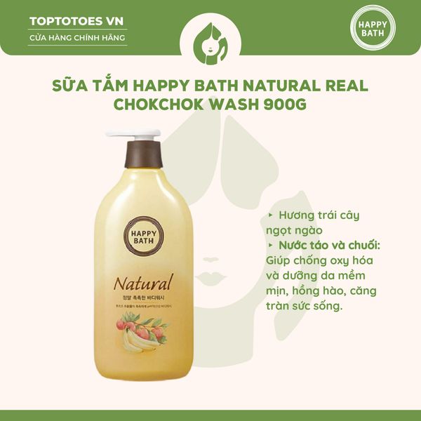 Sữa Tắm Happy Bath Natural Body Wash 900g - Real Chokchok (màu vàng)