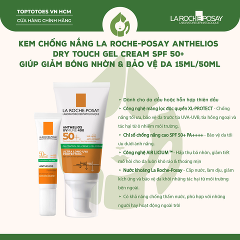 Bộ sản phẩm La Roche-Posay 15ml (Toner Effaclar + Kem dưỡng Effaclar Duo+ + KCN Anthelios Dry Touch)