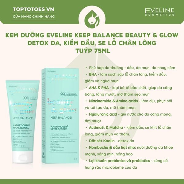 Kem dưỡng Eveline Beauty & Glow Keep Balance! 75ml