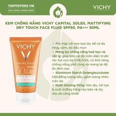 Kem chống nắng kiềm dầu Vichy Capital Soleil Mattifying Dry Touch Face Fluid 50ml