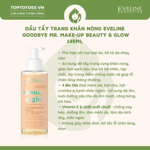Dầu tẩy trang Eveline Beauty & glow Goodbye Mr.Make-up! 145ml