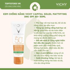 Kem chống nắng chống bụi mịn Vichy Capital Soleil Mattifying 3in1 SPF 50+ 50ml