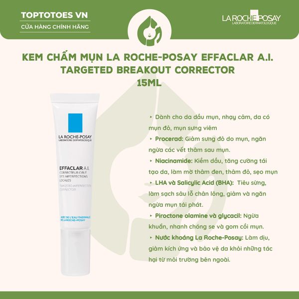 Kem chấm mụn La Roche-Posay Effaclar A.I. 15ml