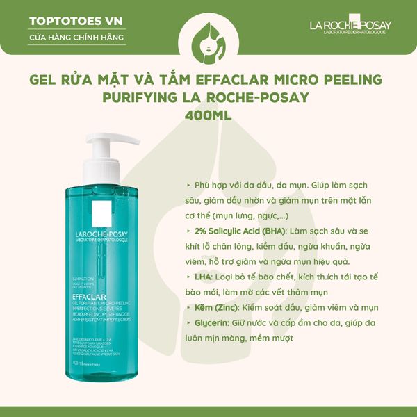 Gel rửa mặt và tắm La Roche-Posay Effaclar Micro Peeling Purifying 50ml