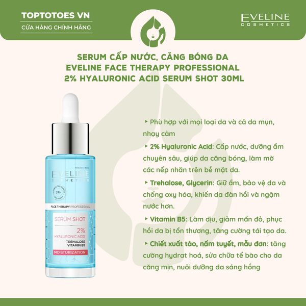 Serum Eveline Face Therapy Professional 2% Hyaluronic Acid Serum Shot 30ml