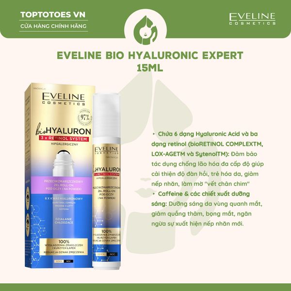 Lăn mắt Eveline Bio Hyaluron 3x Retinol System 15ml