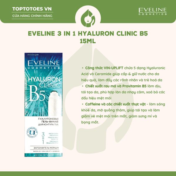 Lăn mắt lạnh Eveline Hyaluron Clinic B5 3-in-1