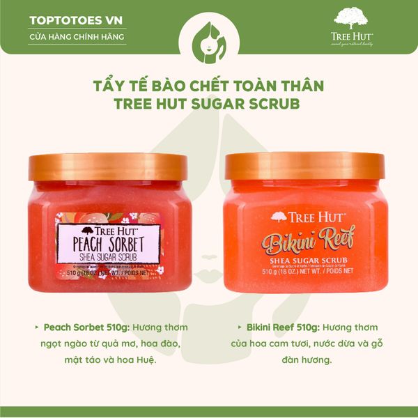 Tẩy da chết cơ thể Tree Hut Shea Sugar Scrub 510g - Peach Sorbet