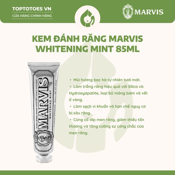 Kem đánh răng Marvis 85ml - Whitening Mint (màu trắng)