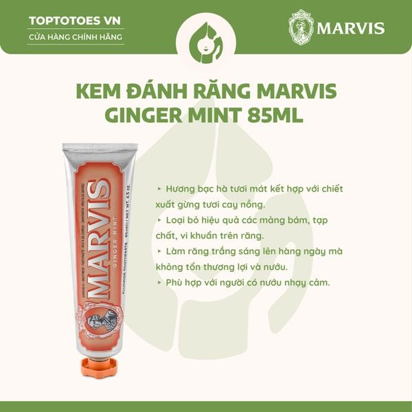 Kem đánh răng Marvis 85ml - Ginger Mint (màu cam)