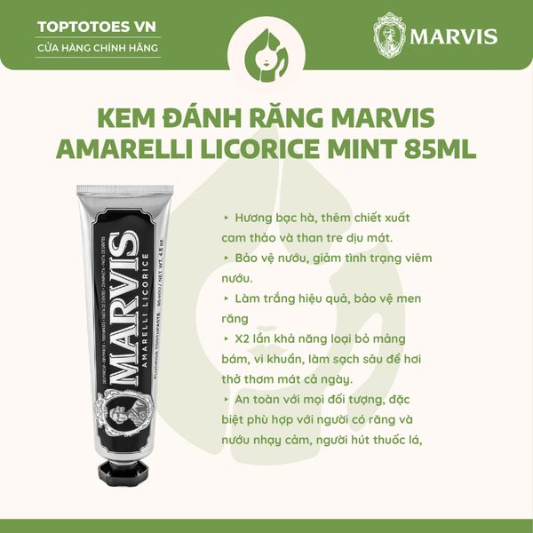 Kem đánh răng Marvis 85ml - Amarelli Licorice (màu đen)