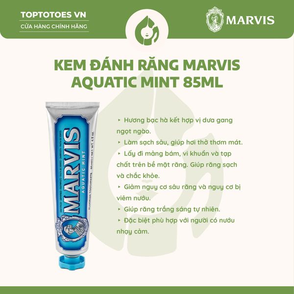 Kem đánh răng Marvis 85ml - Aquatic Mint (màu xanh biển)