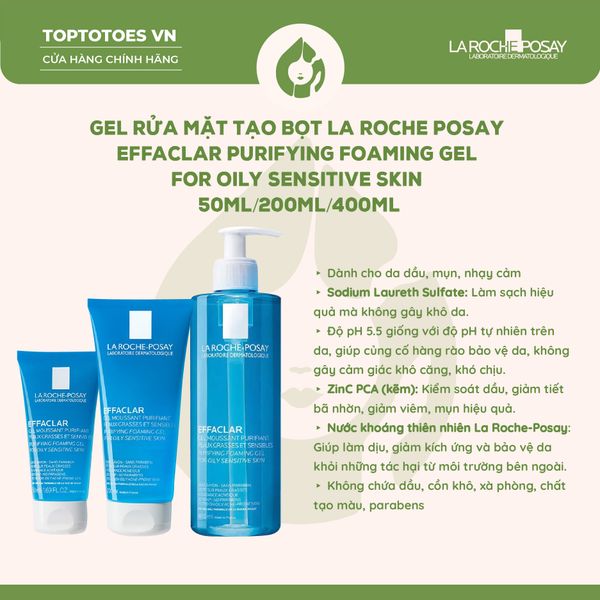 Gel rửa mặt La Roche-Posay Effaclar Purifying Foaming Gel For Oily Sensitive Skin