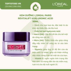 Kem dưỡng cấp ẩm L'Oreal Paris Revitalift Hyaluronic Acid 50ml