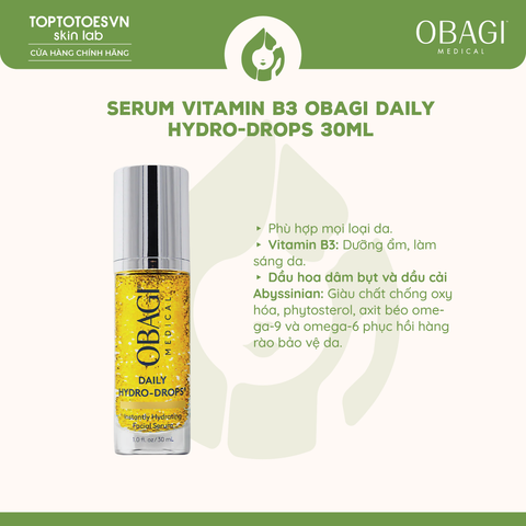 Serum Vitamin B3 Cấp Nước Dưỡng Ẩm & Phục Hồi Da Obagi Daily Hydro-Drops