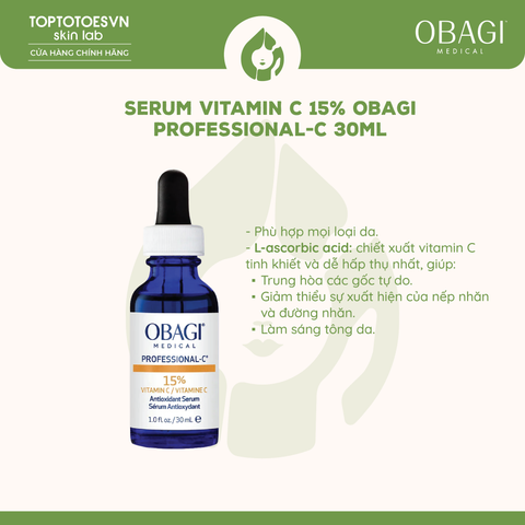 Serum Vitamin C 15% Dưỡng Sáng Da & Chống Oxy Hóa Obagi Professional-C (30ml)